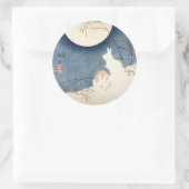 ZWEI RABBITS UND EIN MOONJAPANISCHER DRUCKROUNDSCH RUNDER AUFKLEBER (Tasche)