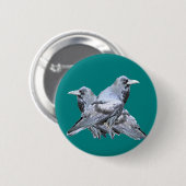 Zwei Raben-aquamarine Geschenke Button (Vorne & Hinten)