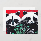 Zwei Raccoons Postkarte (Vorne/Hinten)