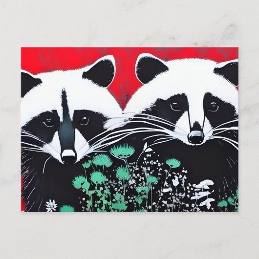 Zwei Raccoons Postkarte (Vorderseite)