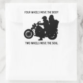 Zwei Räder bewegen das Soul Quadratischer Aufkleber (Tasche)