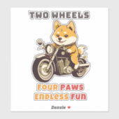 Zwei Räder vier Paws Endloser Spaß im Freien Aufkleber (Blatt)