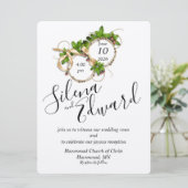 Zwei Ränge als eine flache Hochzeitseinladung Einladung (Stehend Vorderseite)