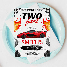 Zwei rasante Rennwagen-Junge zum Geburtstag wachse Einladung