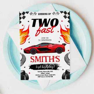 Zwei rasante Rennwagen-Junge zum Geburtstag wachse Einladung