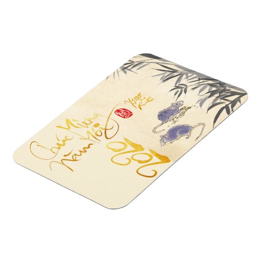 Zwei Rats Bamboo Vietnamese Neujahr 2020 HFM Magnet (Linke Seite)