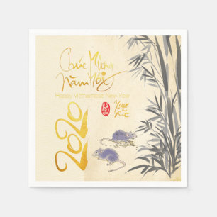 Zwei Rats Bamboo Vietnamese Neujahr 2020 Party PN Serviette