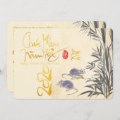 Zwei Rats Bamboo Vietnamese Neujahr 2020 PHFC Save The Date (Vorne/Hinten)