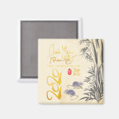 Zwei Rats Bamboo Vietnamese Neujahr 2020 SqM Magnet (Vorderseite/Rückseite)