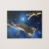Zwei Raum-Katzen, die um Galaxie schwimmen Puzzle (Horizontal)