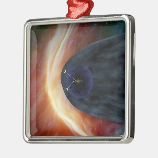 Zwei Raumschiffe der Voyager entdecken den turbule Ornament Aus Metall (Links)