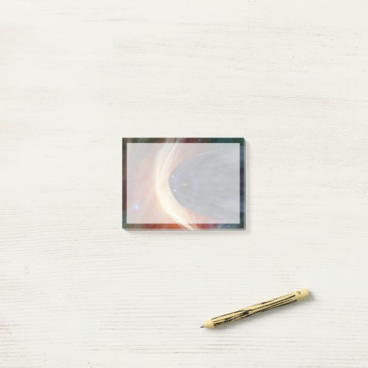 Zwei Raumschiffe der Voyager entdecken den turbule Post-it Klebezettel (Auf Schreibtisch)