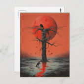 Zwei Ravens Red Black Sci Fi Horror Art Postkarte (Vorne/Hinten)