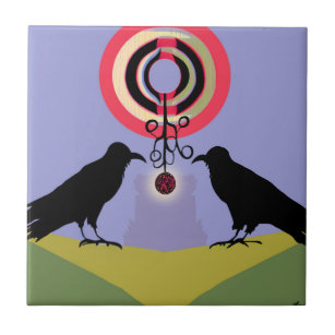 Zwei Ravens reflektieren den Preis Fliese