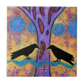Zwei Ravens Sit & Reflection auf Life Keramik Tile Fliese (Vorderseite)