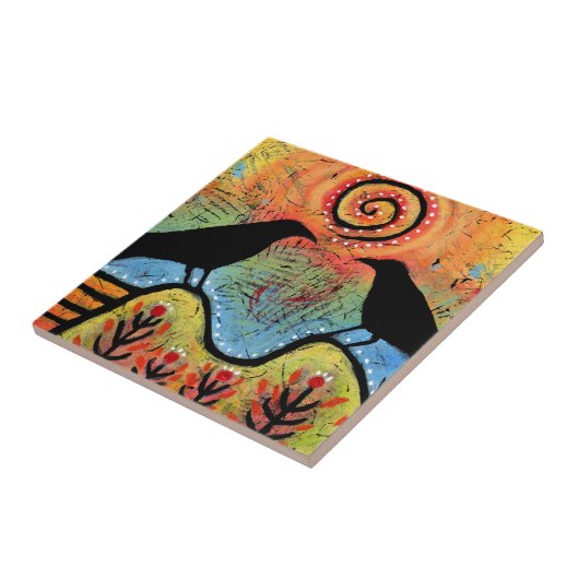 Zwei ravens sitzen und reflektieren fliese (Seite)