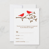 Zwei Red Birds Wedding RSVP Card Karte (Vorderseite)