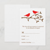 Zwei Red Birds Wedding RSVP Card Karte (Vorne/Hinten)