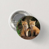 Zwei Red Fox Welpen vor ihren Den Button (Vorne & Hinten)
