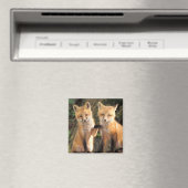 Zwei Red Fox Welpen vor ihren Den Magnet (In Situ (Geschirrspüler))
