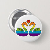 Zwei Regenbogen-Schwäne Button (Vorne & Hinten)