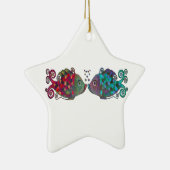 Zwei Regenbogen-wunderliche Fisch-Paar-Paare sehr Keramik Ornament (Rechts)