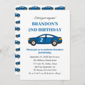 Zwei Rennwagen 2. Geburtstag Junge Einladung (Vorne/Hinten)