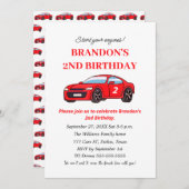 Zwei Rennwagen 2. Geburtstag Junge Einladung (Vorne/Hinten)