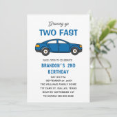 Zwei Rennwagen 2. Geburtstag Junge Einladung (Stehend Vorderseite)