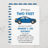 Zwei Rennwagen 2. Geburtstag Junge Einladung (Vorne/Hinten)