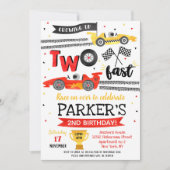 Zwei Rennwagen am 2. Geburtstag - Einladung (Vorderseite)