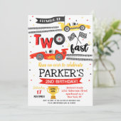 Zwei Rennwagen am 2. Geburtstag - Einladung (Stehend Vorderseite)