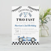 Zwei Rennwagen Junge zum zweiten Geburtstag wachse Einladung (Stehend Vorderseite)