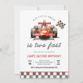 ZWEI Rennwagen Vintag 2. Geburtstag Einladung (Vorderseite)