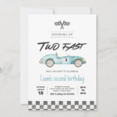 ZWEI Rennwagen Vintag 2. Geburtstag Einladung (Vorderseite)