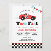 Zwei Rennwagen zum zweiten Geburtstag wachsen Einladung (Vorderseite)