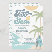 Zwei Retro-Surfbrett-Strand am 2. Geburtstag Einladung (Vorne/Hinten)