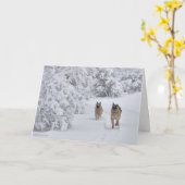 Zwei rettende deutsche Schäferhunde laufen im Schn Karte (Gelbe Blume)