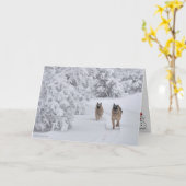 Zwei rettende deutsche Schäferhunde laufen im Schn Karte (Gelbe Blume)