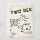 Zwei Rex Dinosaur Geburtstagsparty Einladung (Vorderseite)