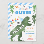 Zwei-Rex Dinosaur Geburtstagsparty Einladung (Vorne/Hinten)