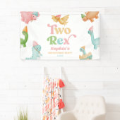 Zwei Rex Dinosaurier 2. Geburtstagsparty Banner (Insitu)