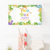 Zwei Rex Dinosaurier 2. Geburtstagsparty Banner (Insitu)