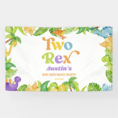Zwei Rex Dinosaurier 2. Geburtstagsparty Banner (Horizontal)