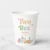 Zwei Rex Dinosaurier 2. Geburtstagsparty Pappbecher (Rückseite)