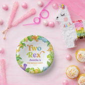 Zwei Rex Dinosaurier 2. Geburtstagsparty Pappteller (Party)