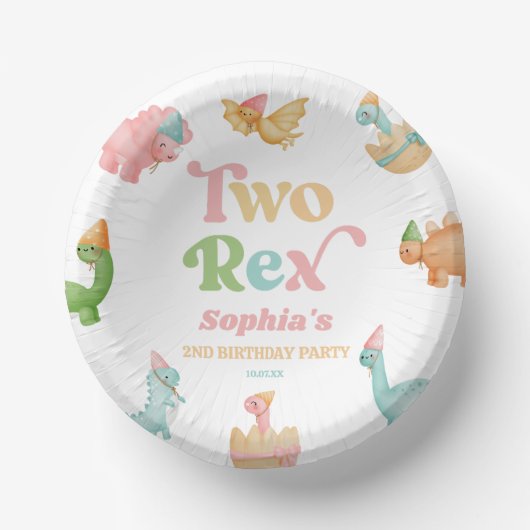 Zwei Rex Dinosaurier 2. Geburtstagsparty Pappteller (Vorderseite)