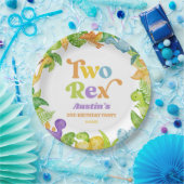 Zwei Rex Dinosaurier 2. Geburtstagsparty Pappteller (Party)