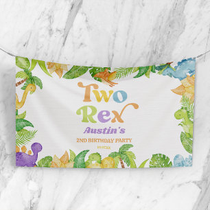 Zwei Rex Dinosaurier 2. Zweiter Geburtstag Party Banner