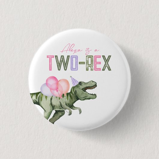 Zwei-Rex-Party-Taste für Mädchen Button (Vorderseite)